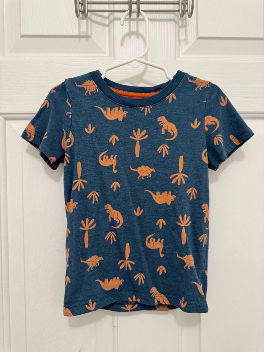 Cat & Jack Navy Short Sleeve Tee with Orange Dinosaur Print